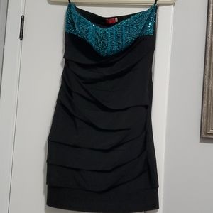 Strapless sequin top dress